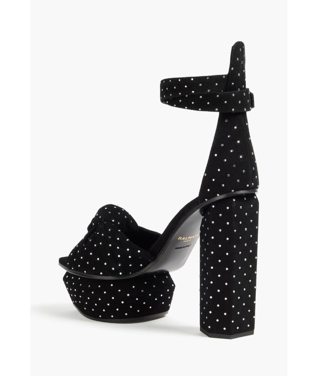 BALMAIN Черные замшевые босоножки, фото 4