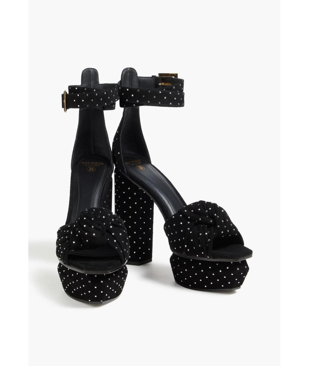 BALMAIN Черные замшевые босоножки, фото 2