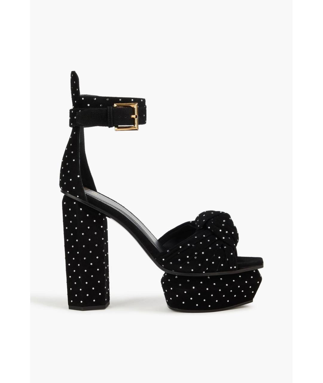 BALMAIN Черные замшевые босоножки, фото 5