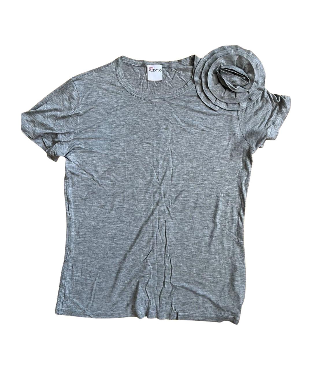 RED VALENTINO Серая хлопковая футболка, фото 1