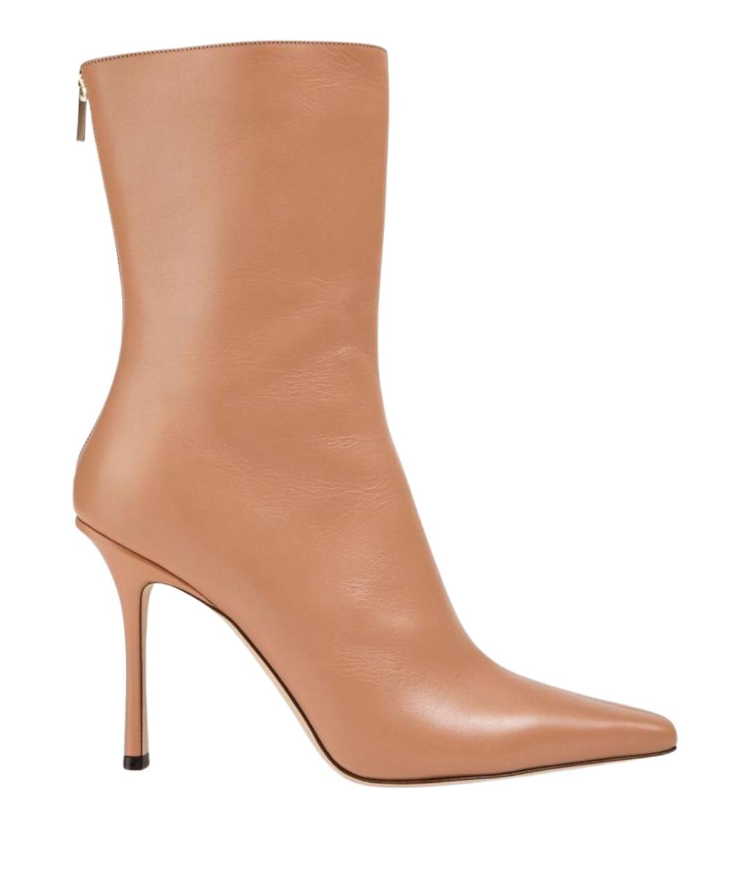 JIMMY CHOO Бежевые кожаные ботильоны, фото 1