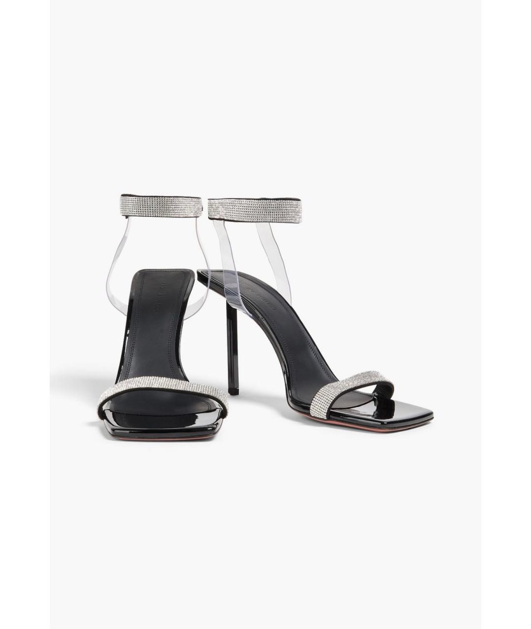 Amina Muaddi Черные замшевые босоножки, фото 2