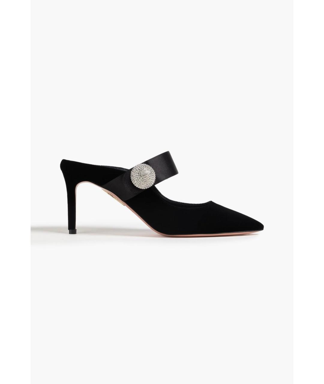 AQUAZZURA Черные замшевые мюли, фото 5
