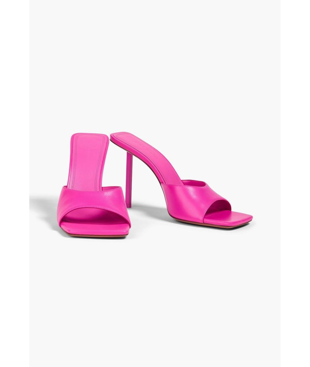 Amina Muaddi Розовые кожаные мюли, фото 2