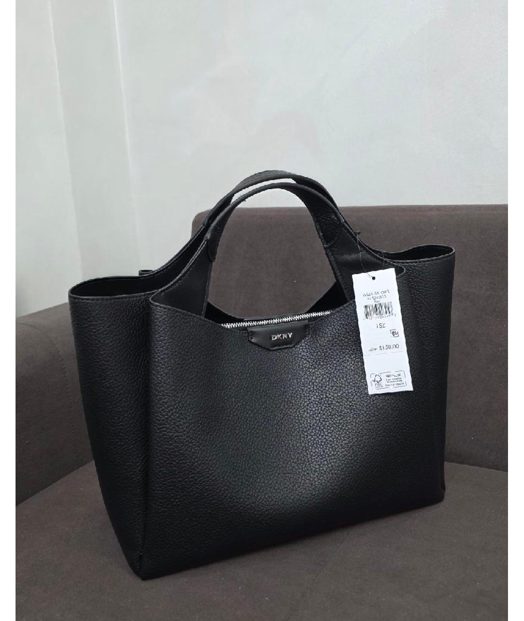 DKNY Черная сумка с короткими ручками из искусственной кожи, фото 2