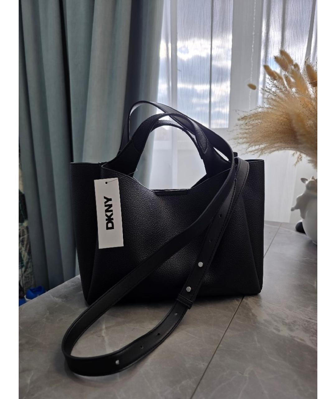 DKNY Черная сумка с короткими ручками из искусственной кожи, фото 3