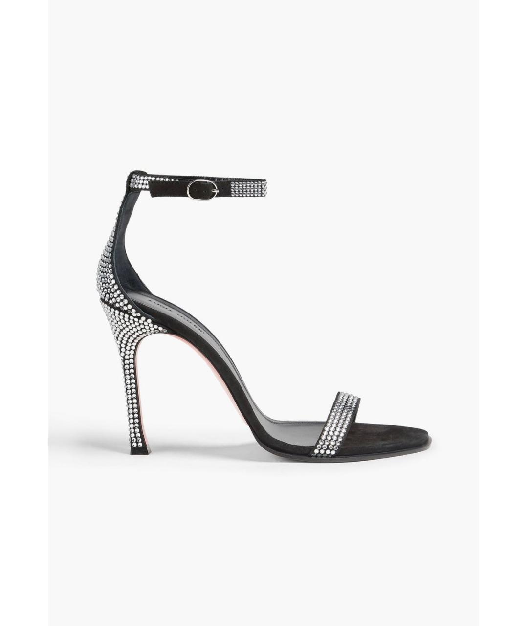 Amina Muaddi Черные замшевые босоножки, фото 5