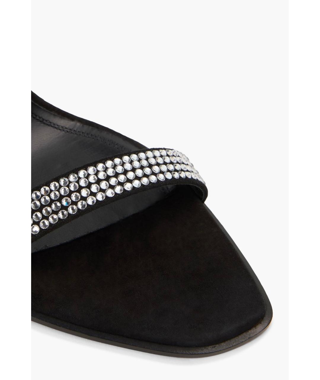 Amina Muaddi Черные замшевые босоножки, фото 4