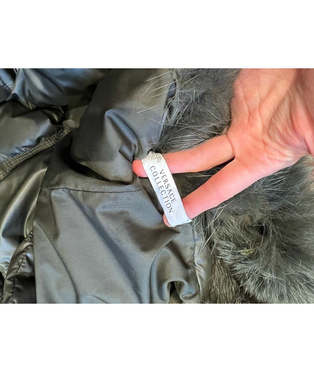 VERSACE COLLECTION Хаки полиэстеровый пуховик, фото 5