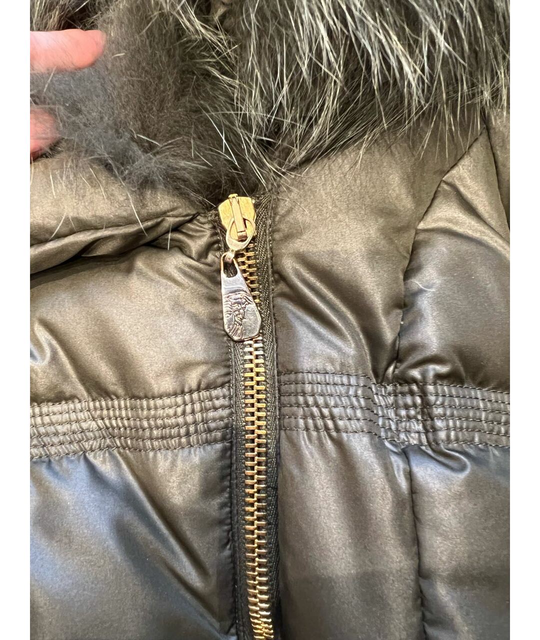 VERSACE COLLECTION Хаки полиэстеровый пуховик, фото 3