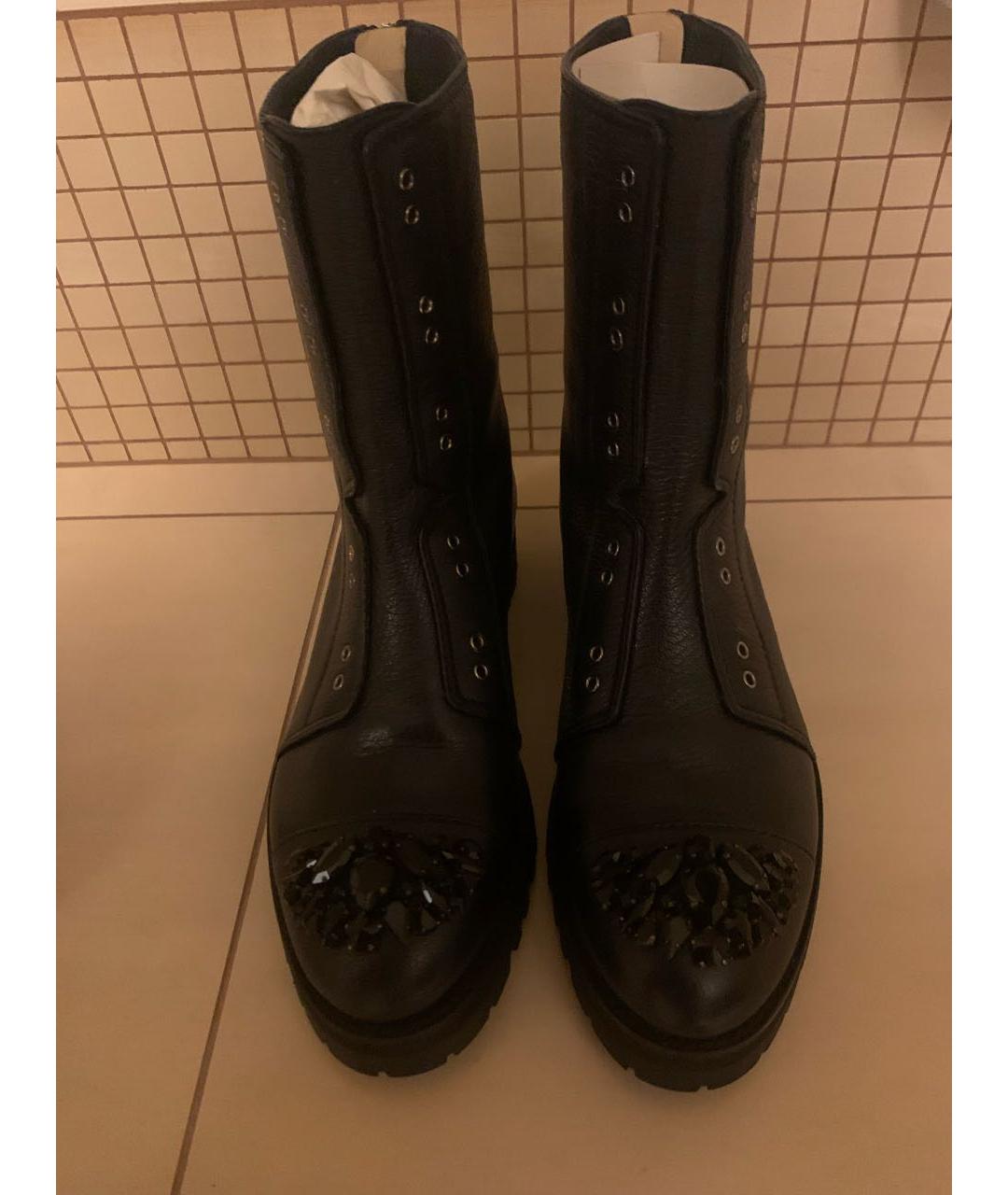 JIMMY CHOO Темно-синие кожаные ботинки, фото 2