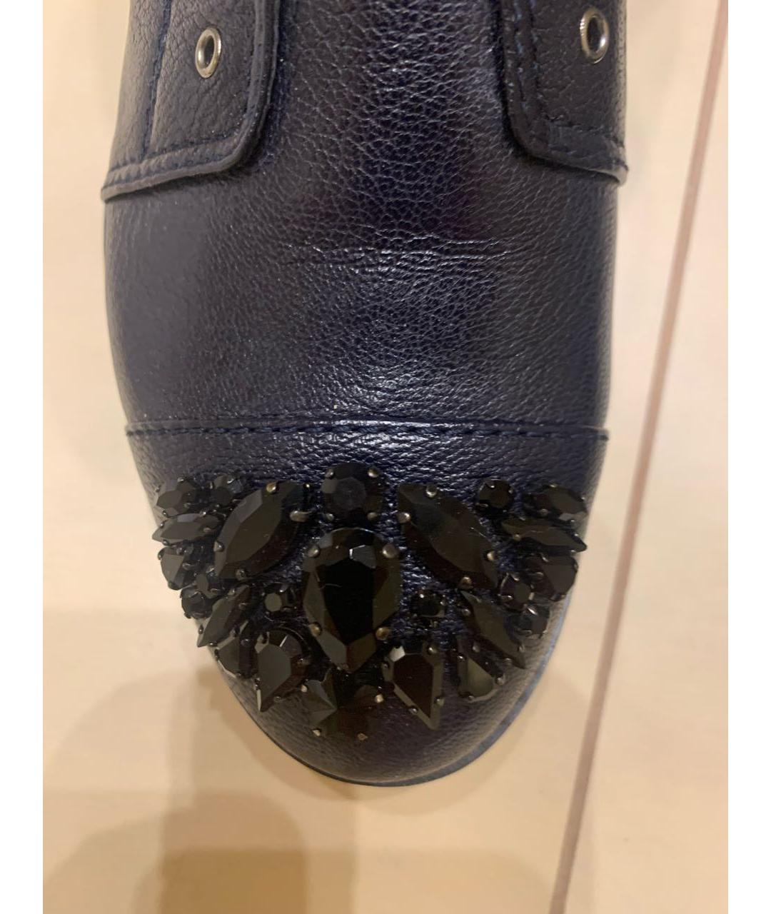 JIMMY CHOO Темно-синие кожаные ботинки, фото 4