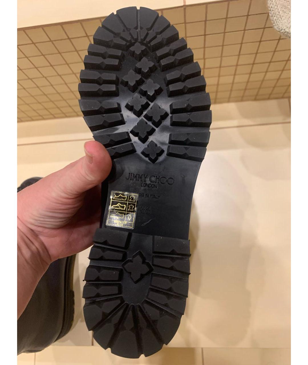 JIMMY CHOO Темно-синие кожаные ботинки, фото 6