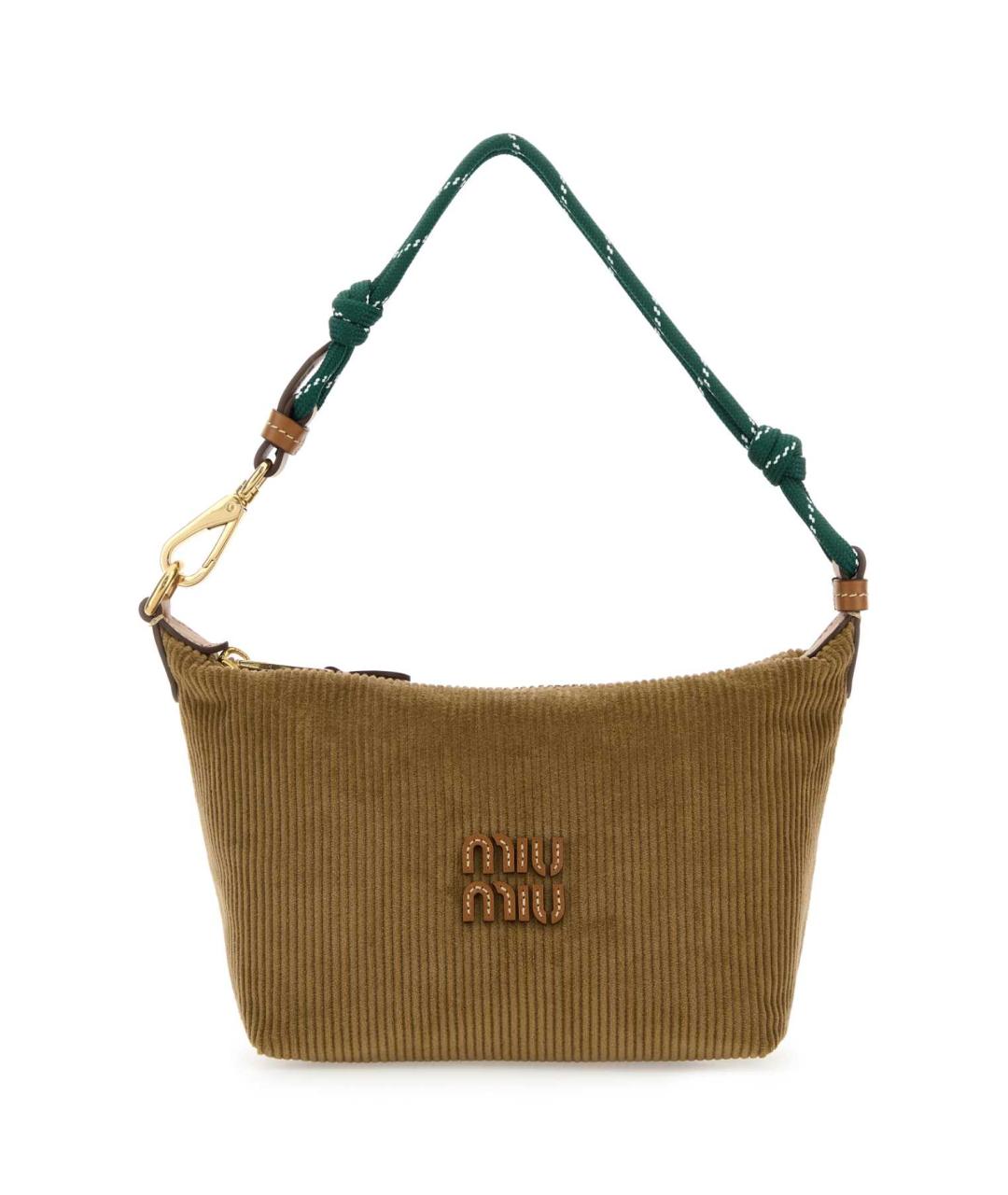 MIU MIU Бежевая тканевая сумка через плечо, фото 1
