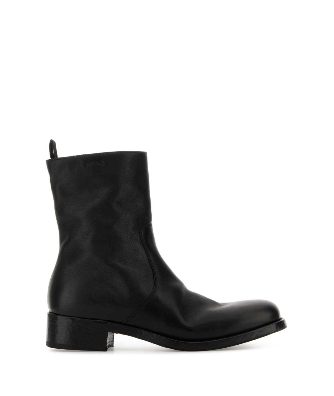PRADA Черные кожаные высокие ботинки, фото 1