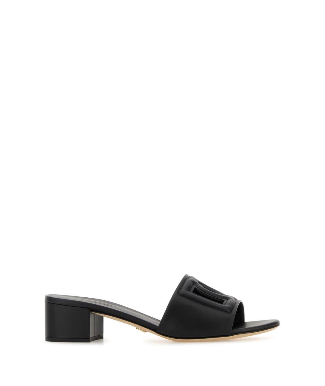 DOLCE&GABBANA Черные кожаные мюли, фото 1