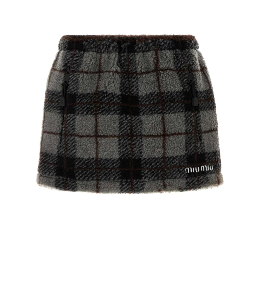 MIU MIU Мульти шерстяная юбка мини, фото 1
