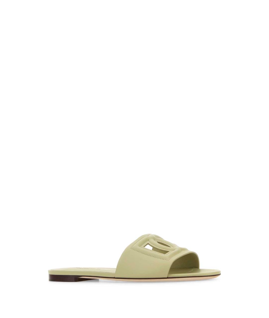 DOLCE&GABBANA Зеленые кожаные шлепанцы, фото 2