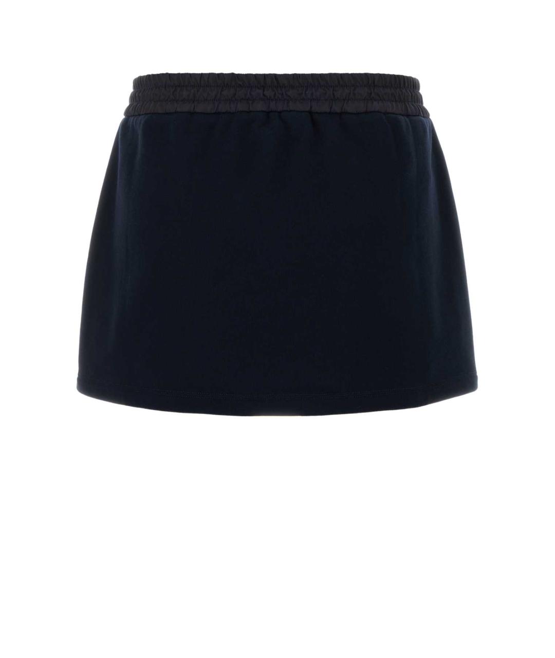 MIU MIU Темно-синяя хлопковая юбка мини, фото 2