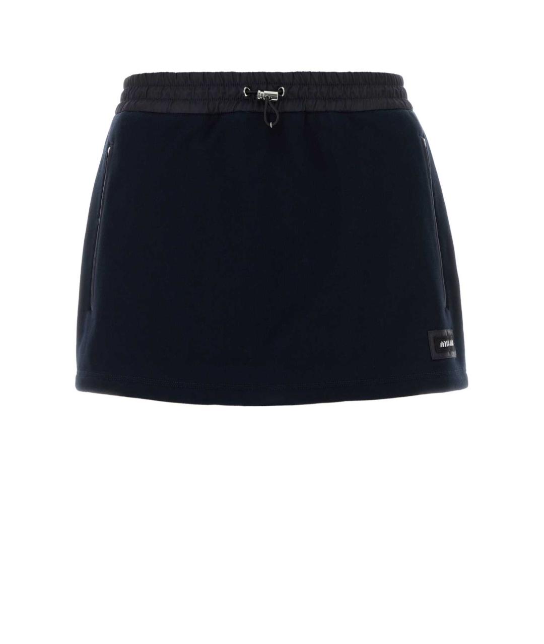 MIU MIU Темно-синяя хлопковая юбка мини, фото 1