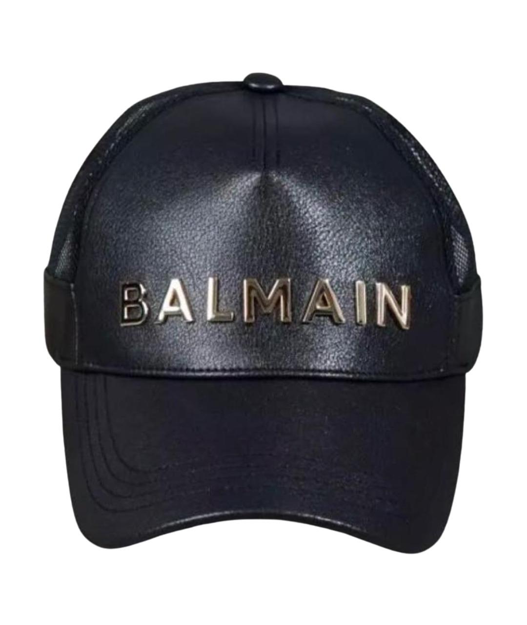 BALMAIN Черная кожаная кепка, фото 1