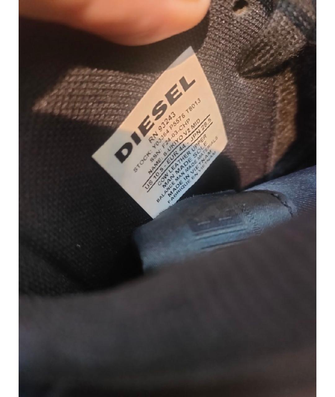 DIESEL Черные кожаные высокие кроссовки / кеды, фото 9