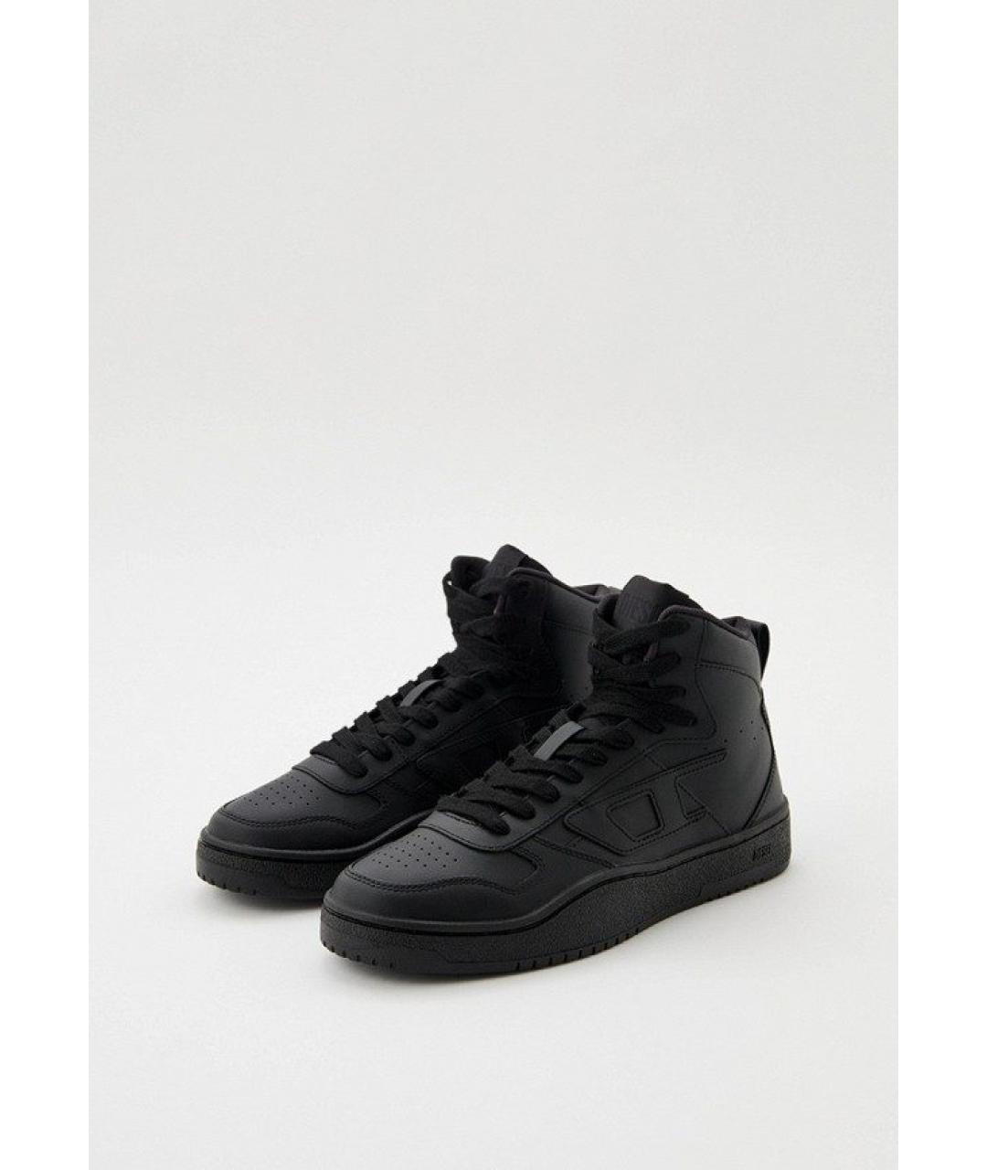 DIESEL Черные кожаные высокие кроссовки / кеды, фото 2