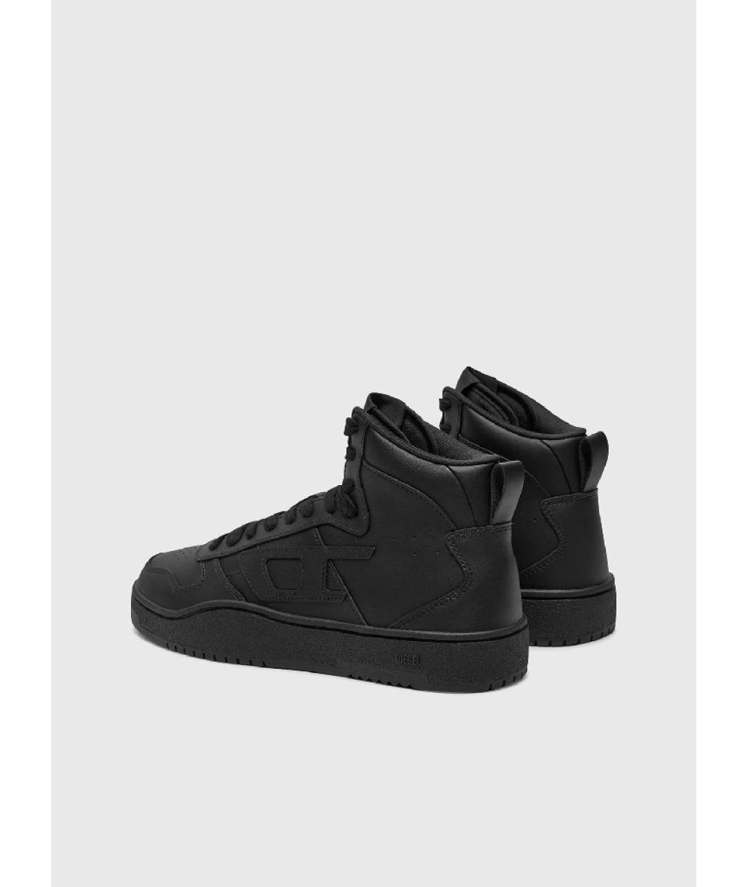 DIESEL Черные кожаные высокие кроссовки / кеды, фото 3