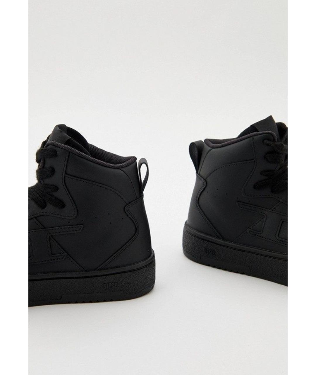DIESEL Черные кожаные высокие кроссовки / кеды, фото 6