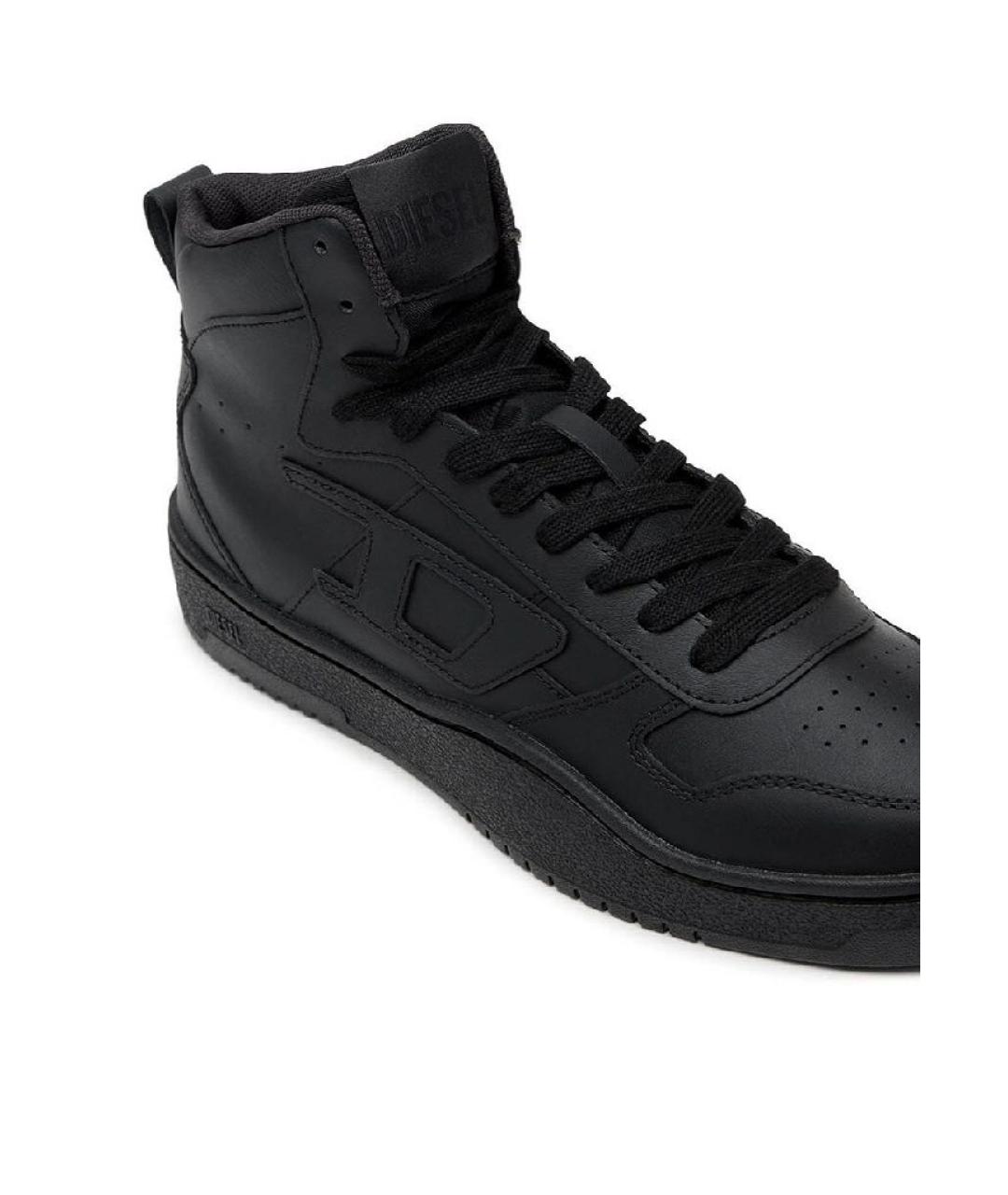 DIESEL Черные кожаные высокие кроссовки / кеды, фото 4