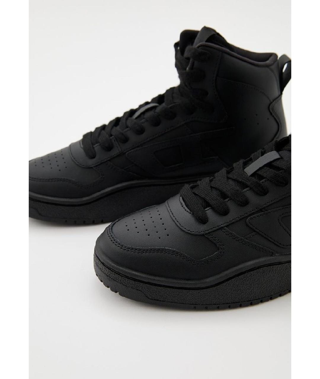 DIESEL Черные кожаные высокие кроссовки / кеды, фото 5