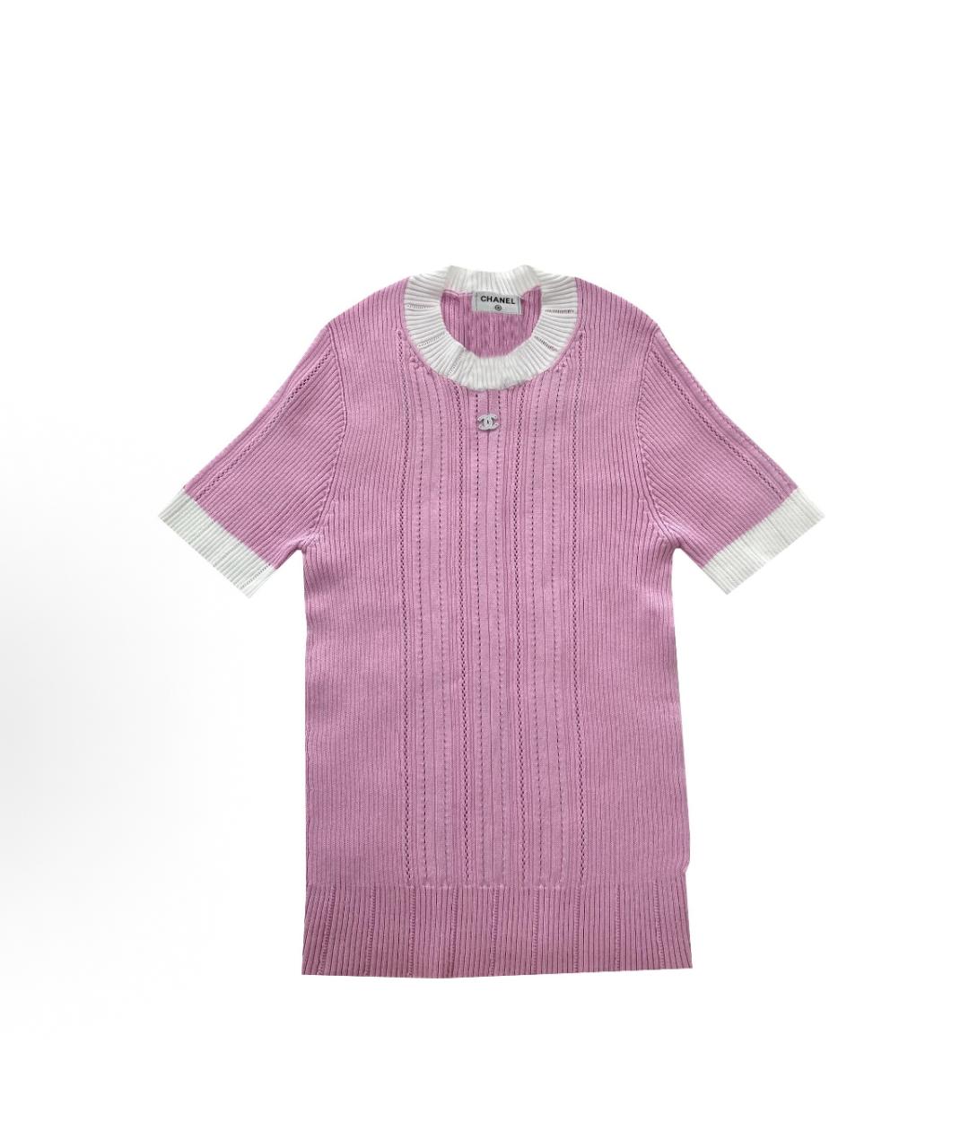CHANEL Розовая хлопко-эластановая футболка, фото 7