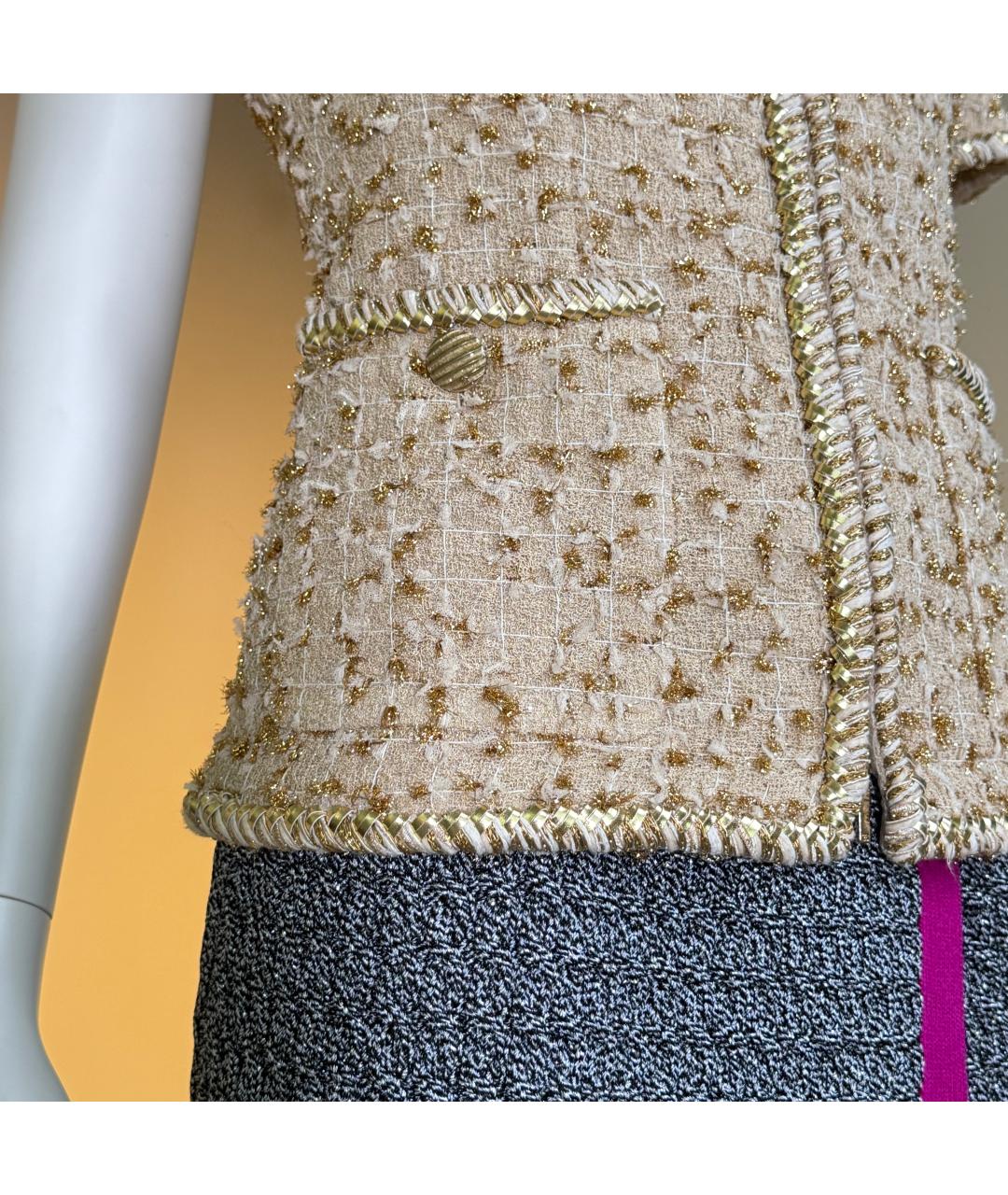 CHANEL Золотой твидовый жакет/пиджак, фото 6