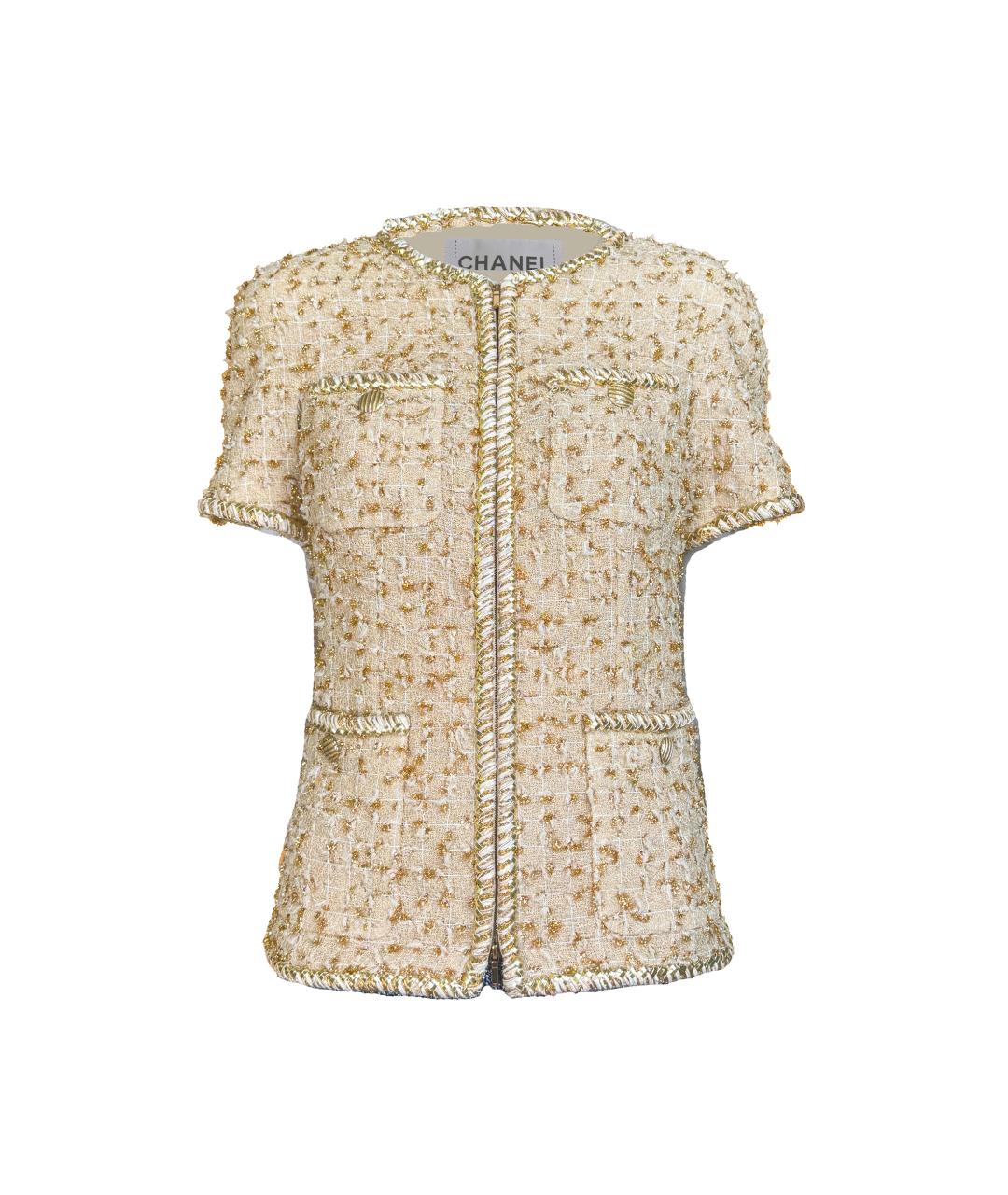 CHANEL Золотой твидовый жакет/пиджак, фото 1