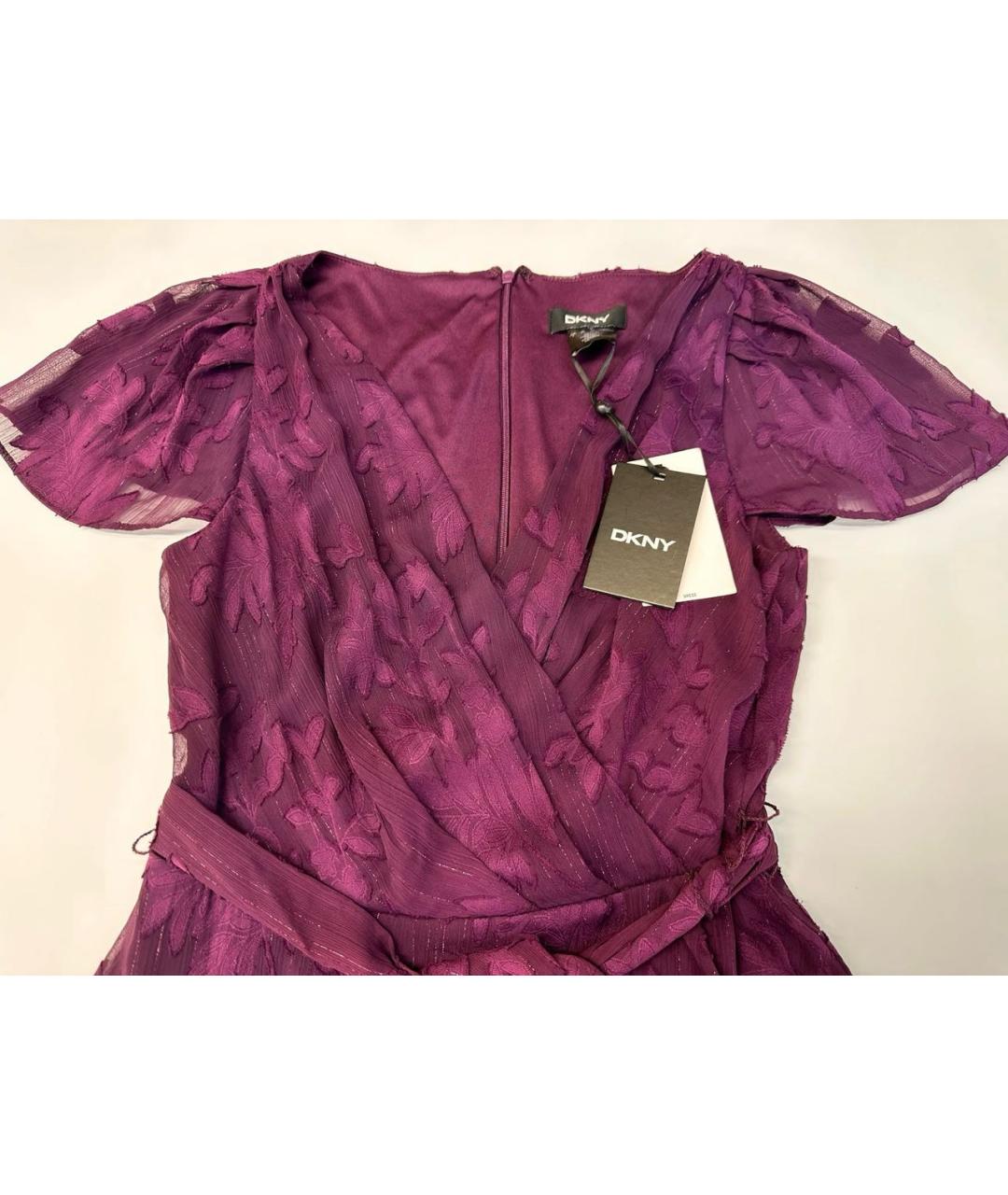 DKNY Фиолетовое шифоновое коктейльное платье, фото 3