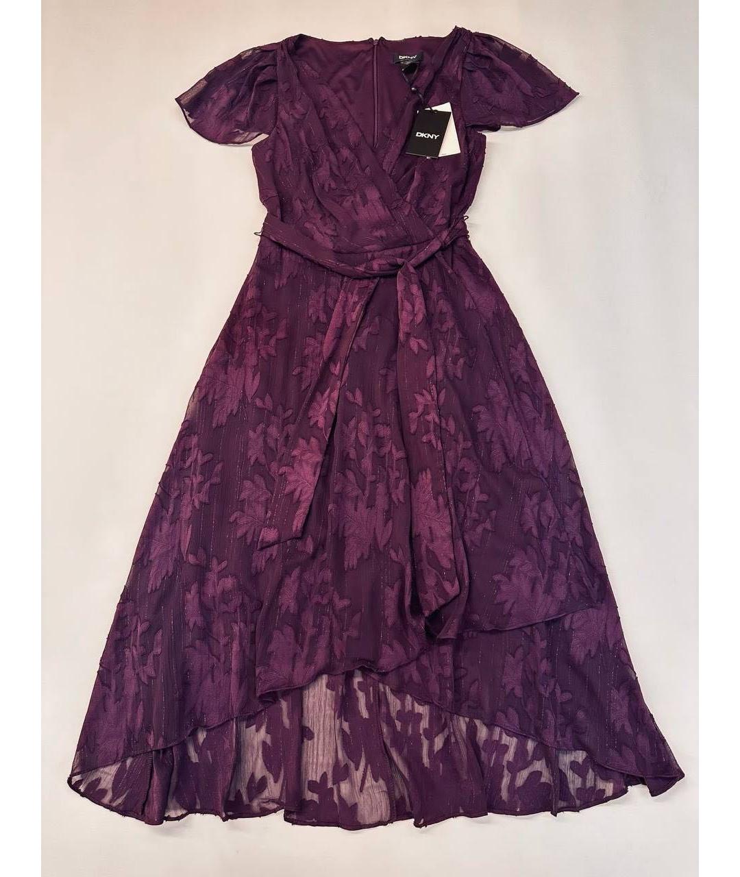 DKNY Фиолетовое шифоновое коктейльное платье, фото 9