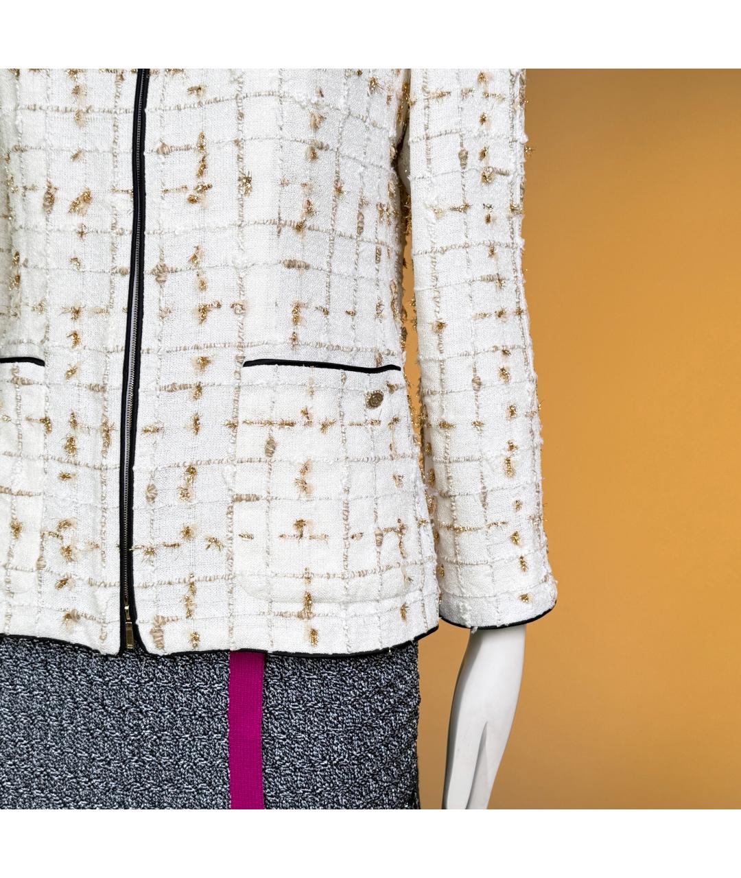 CHANEL Белый твидовый жакет/пиджак, фото 6