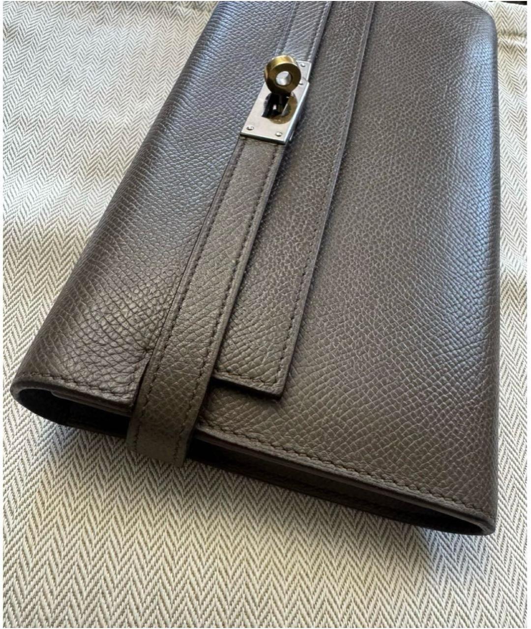 HERMES Хаки кожаный кошелек, фото 2