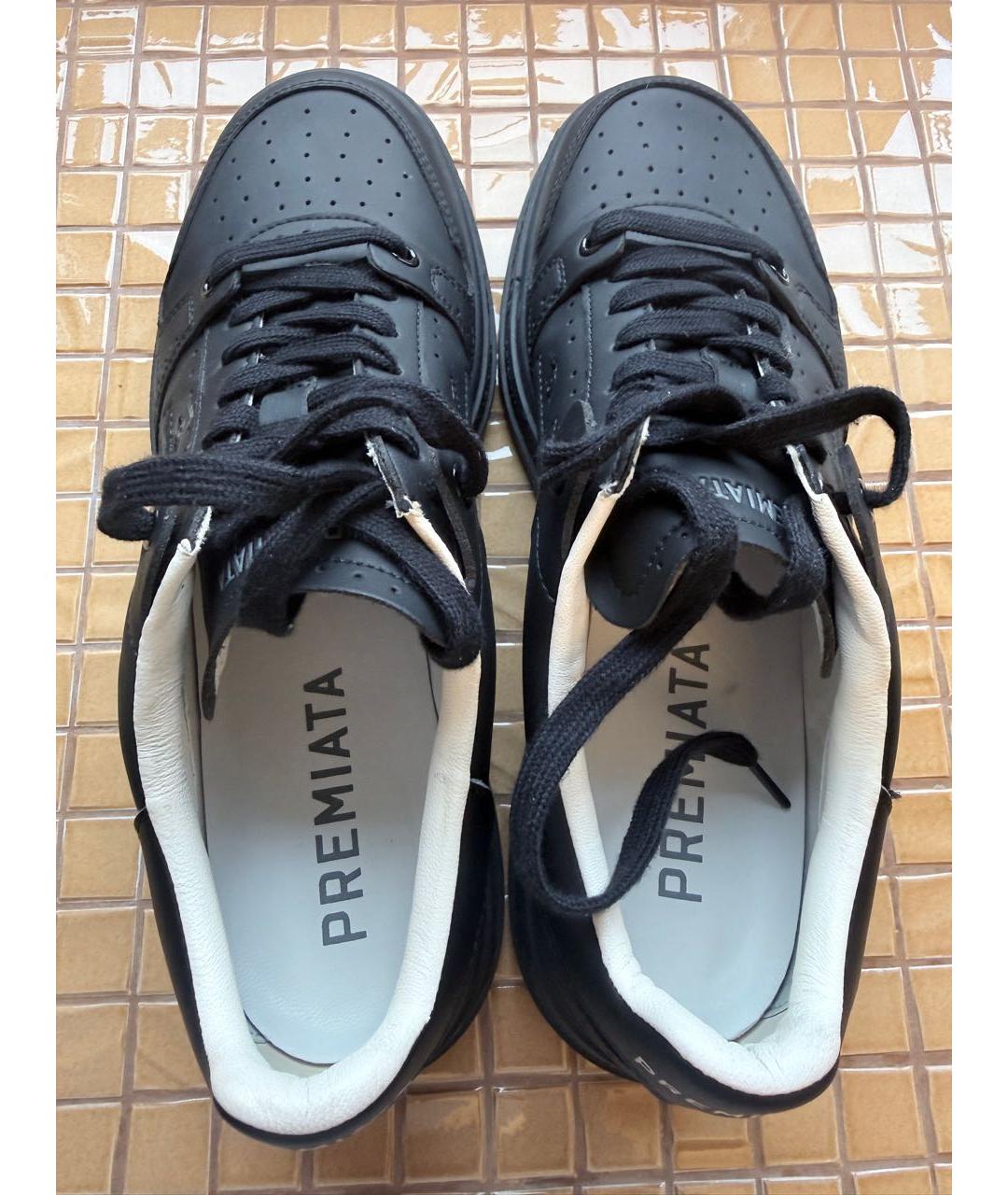 PREMIATA Черные кожаные низкие кроссовки / кеды, фото 3