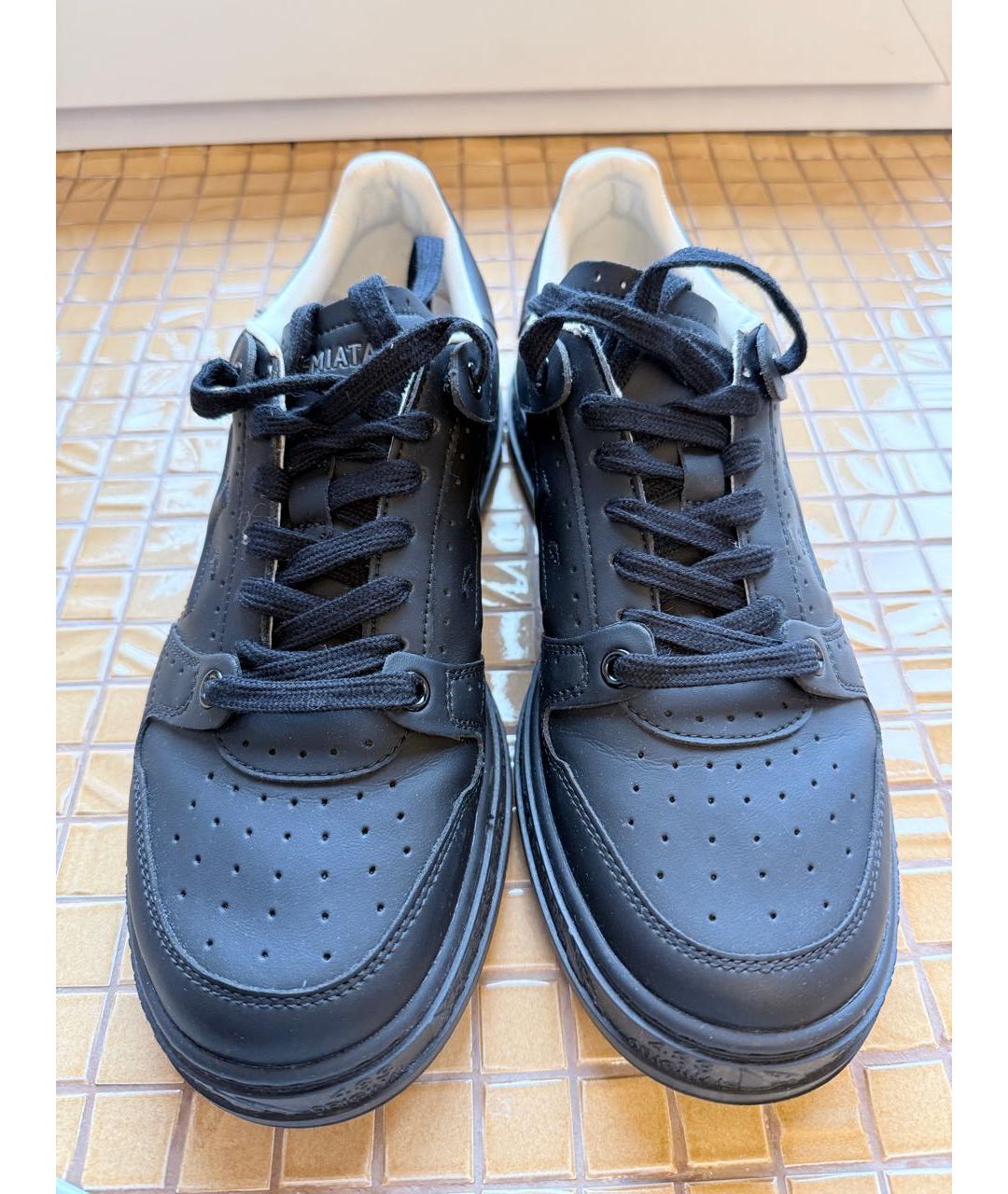 PREMIATA Черные кожаные низкие кроссовки / кеды, фото 2