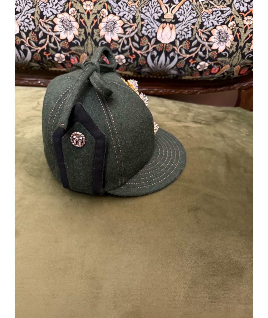 MIU MIU Хаки шерстяная кепка, фото 5