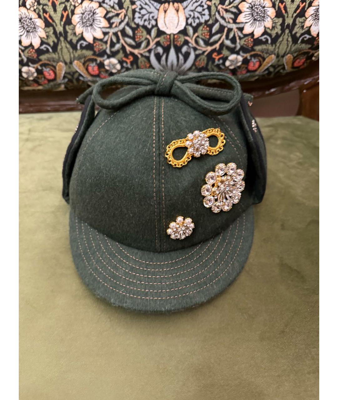 MIU MIU Хаки шерстяная кепка, фото 6