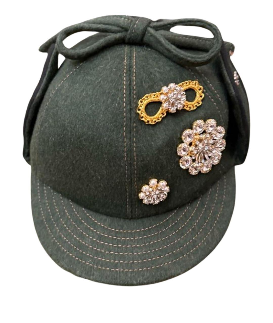 MIU MIU Хаки шерстяная кепка, фото 1