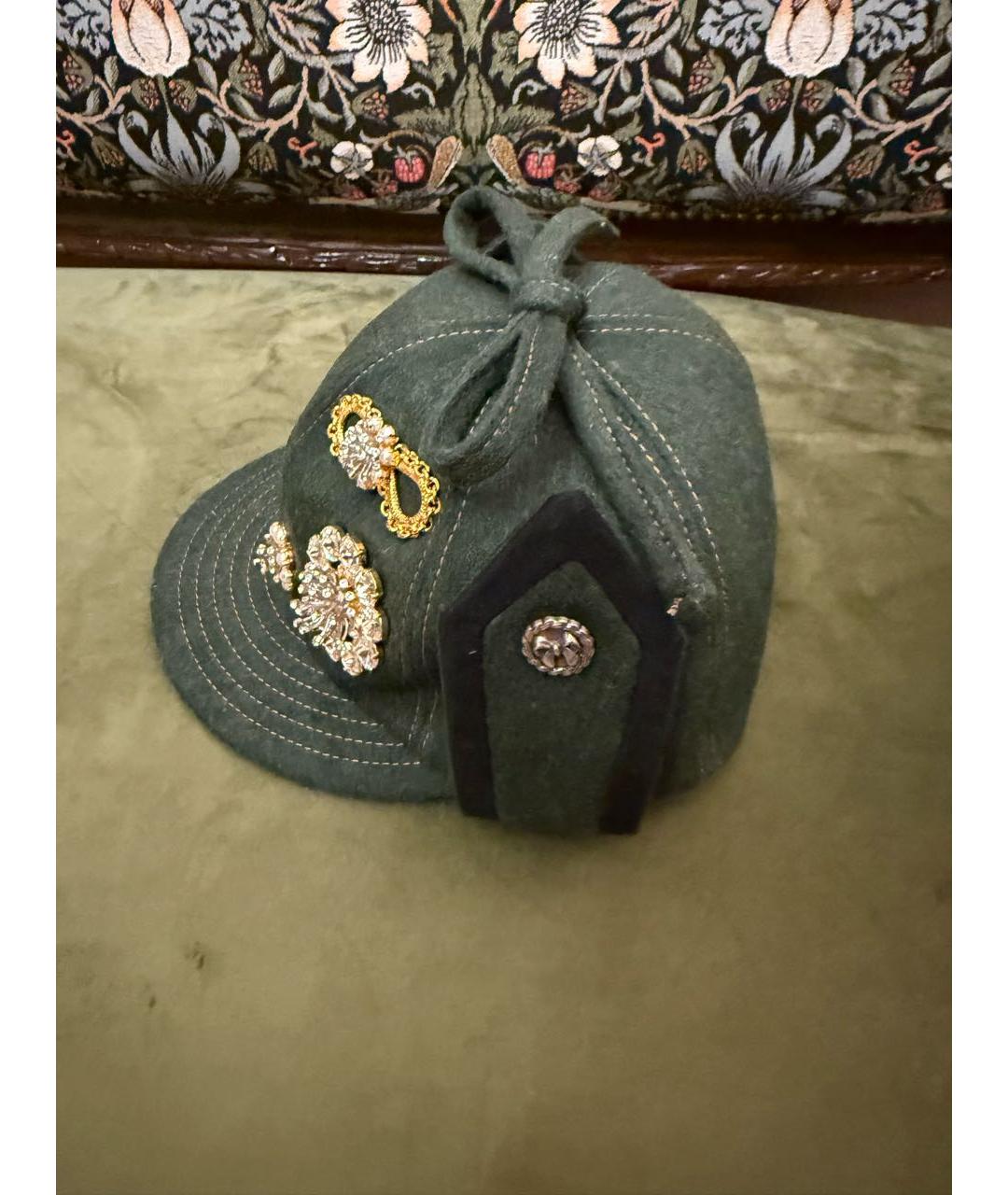 MIU MIU Хаки шерстяная кепка, фото 3