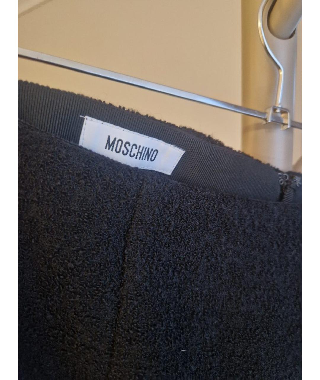 MOSCHINO Черная шерстяная юбка миди, фото 3