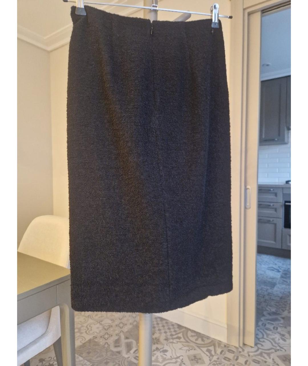 MOSCHINO Черная шерстяная юбка миди, фото 2