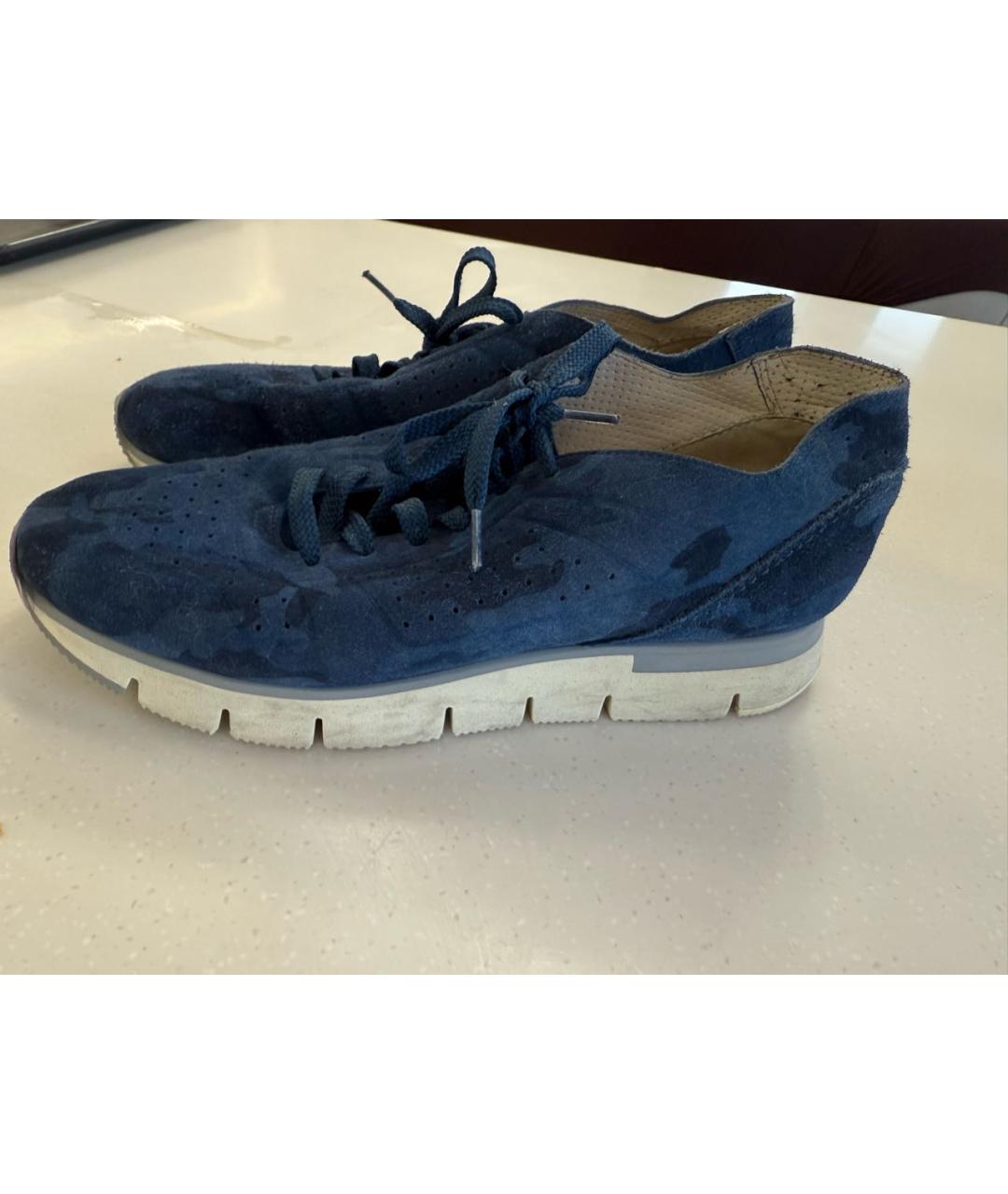SANTONI Синие замшевые кроссовки, фото 6