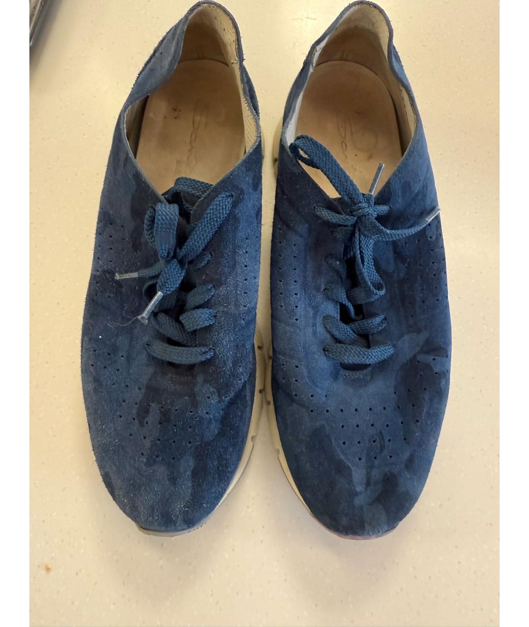 SANTONI Синие замшевые кроссовки, фото 2