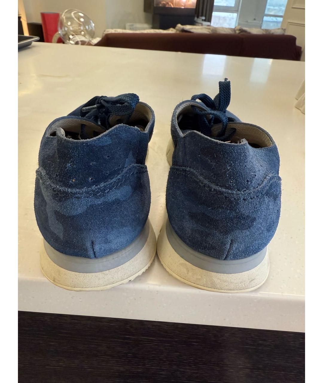 SANTONI Синие замшевые кроссовки, фото 4