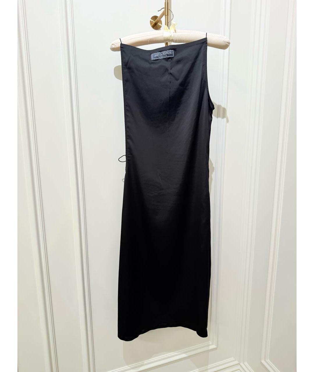 JACQUEMUS Черное вискозное коктейльное платье, фото 5